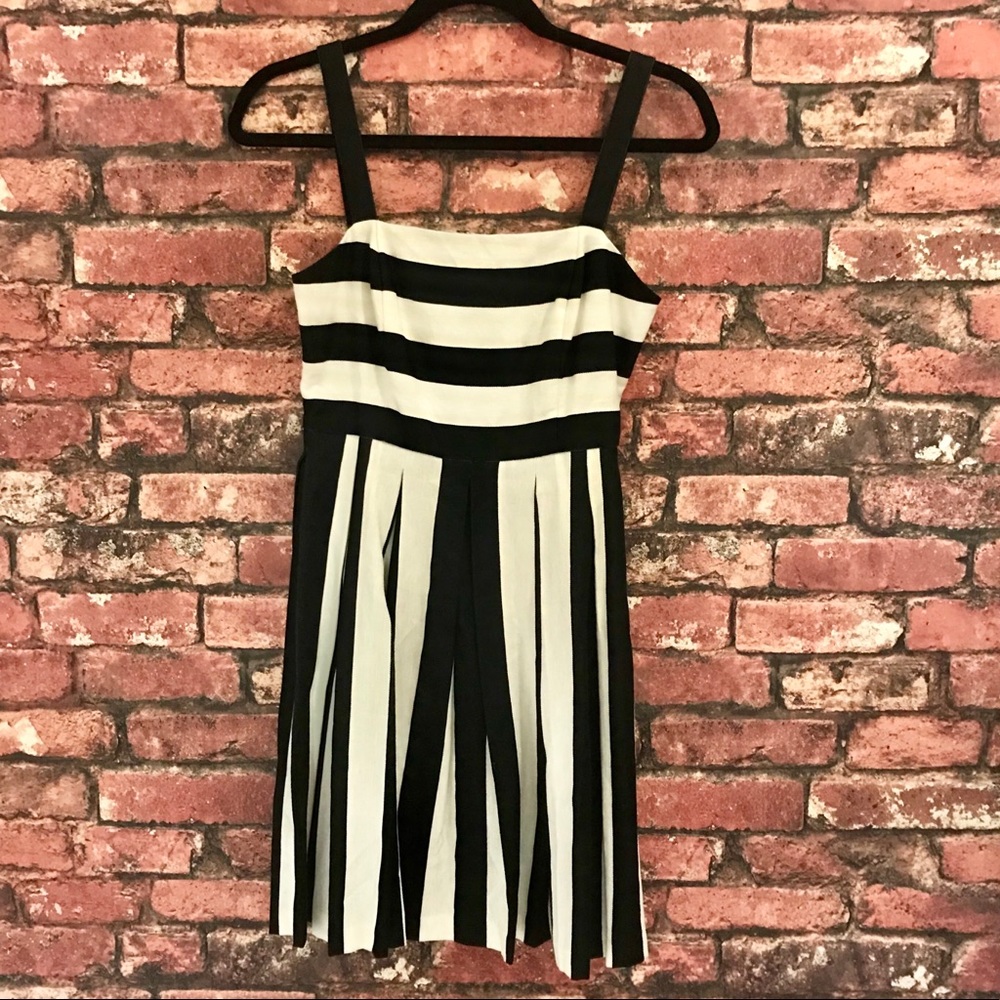 LOFT Black and White Striped Mini Dress